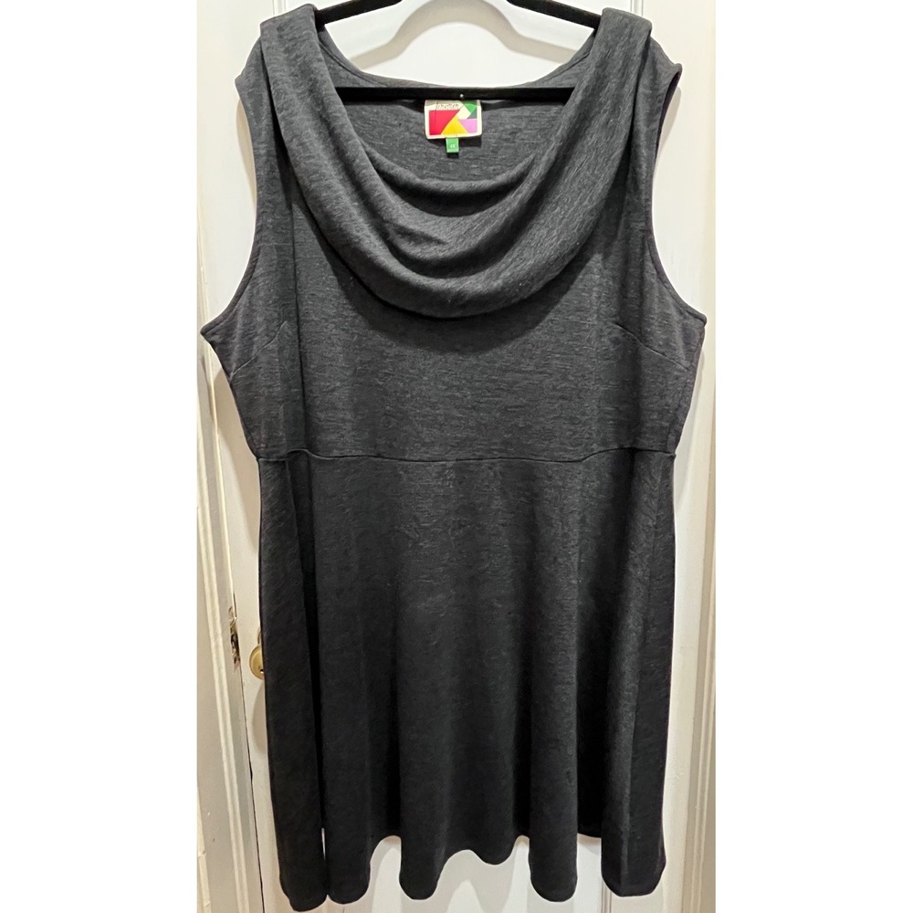 Fervour Womens 4X Charcoal Gray Cowl Neck Sleeveless Empire Waist Dress